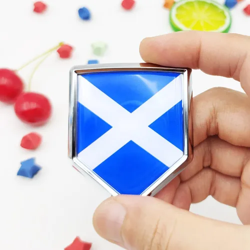 Vista 2 de Overdecor Calcomanías de bandera de Escocia, emblema de automóvil, accesorios de automóvil, decoraciones de escudo cromado, calcomanías para autos