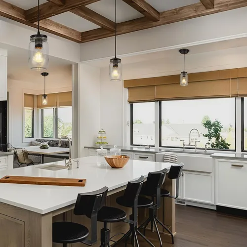 Vista 3 de Luces colgantes de cristal para isla de cocina, 1 luz negra colgante con pantalla de vidrio, lámpara colgante de tarro de masón