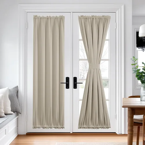 Vista 83 de Deconovo Cortinas opacas para puerta, bolsillo para cortinero y cortinas de bloqueo con aislamiento térmico para dormitorio, 137.16 x 189.2 cm, azul