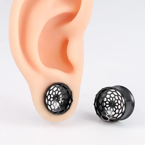 Vista 6 de LADEMAYH 2Pcs Vortex Design Size 0g - 1 inch Ear Plugs Gauges for Ears, Stainless Steel 316L Ear Tunnels Gauge Earrings, Hypoallergenic Ear