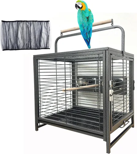 Vista 9 de Jaula portadora portátil de loro para pájaros veterinarios de viaje Negro