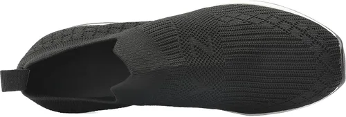 Vista 5 de YZ Zapatillas de tacón de cuña negras para mujer con parte superior de punto y transpirables