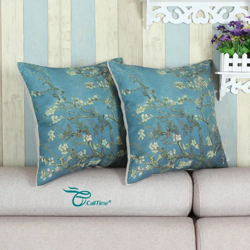 Vista 3 de CaliTime - Funda de almohada de lona para sofá o decoración del hogar, 18 x 18 pulgadas, diseño de Van Gogh