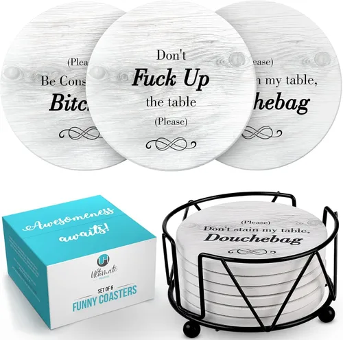 Vista 9 de Posavasos divertidos, regalos perfectos de elefante blanco, regalos únicos para mujeres y hombres, regalos geniales para amigos, regalos secretos