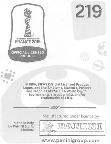 Vista 2 de Panini FIFA - Calcomanías para álbumes de la Copa Mundial Femenina de Francia 2019 (solo adhesivo individual) Fútbol #219 Rilany Brasil 2 pulgadas
