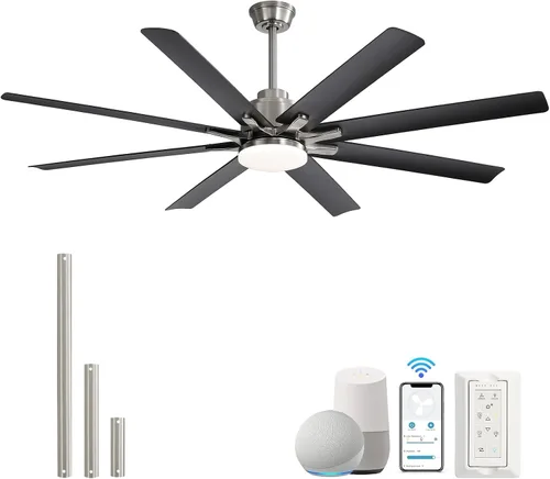 Vista 11 de Sofucor Ventilador de techo inteligente de 66 pulgadas con luces y control remoto, moderno ventilador de techo con control de aplicación, compatible