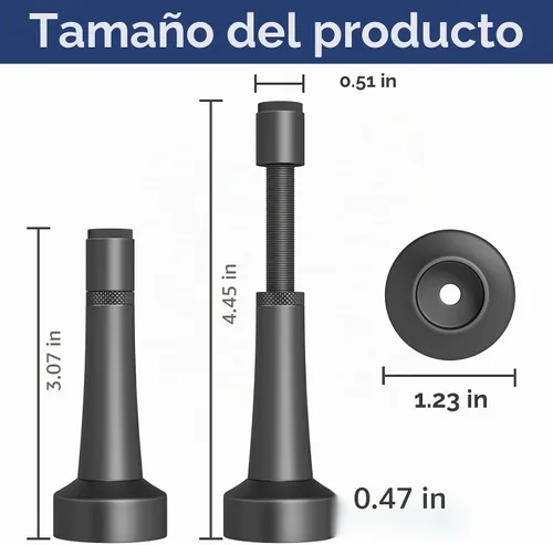 Vista 2 de Tope de puerta ajustable, tope de puerta de aluminio de 3.07 a 4.45 pulgadas para parte inferior de la puerta, tope de puerta negro mate para pared