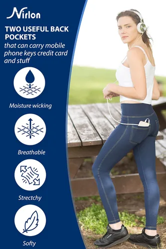 Vista 3 de Nirlon Jeggings - Leggings de cintura alta con control de abdomen para mujer