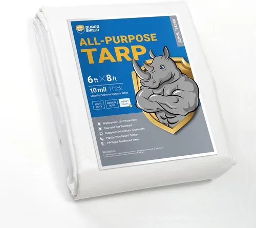 Vista 120 de GUARD SHIELD - Lona resistente, impermeable, de polietileno, gruesa, resistente a los rayos ultravioleta, con ojales, para exteriores, 6 x 8 pies