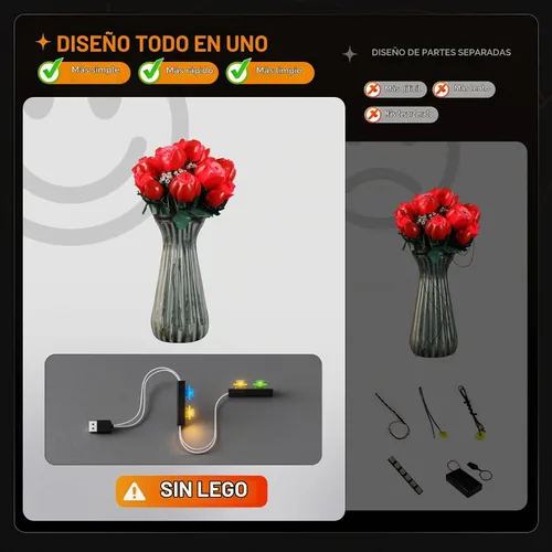 Vista 7 de LIGHTAILING Luz para Lego- 10328 Ramo de Rosas - Kit de iluminación LED compatible con el modelo de bloques de construcción Lego - No incluye
