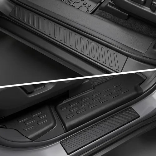 Vista 7 de Auxko Alfombrillas para todo tipo de clima, tapete de carga con respaldo para Honda Pilot 8 pasajeros 2016-2022, forros de elastómero termoplástico