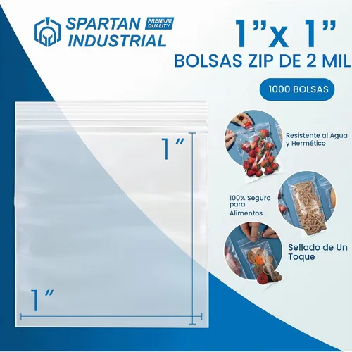 Vista 2 de Spartan Industrial - Bolsas pequeñas con cremallera de 1 x 1 pulgada (1000 unidades) - Mini bolsas de polietileno transparentes con cierre
