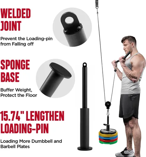 Vista 3 de FitBeast Sistema de Poleas para Gimnasio, Sistema de Poleas con Cable y Peso para Gimnasio LAT Pulldown, Entrenamiento de Curl de Bíceps, Equipo