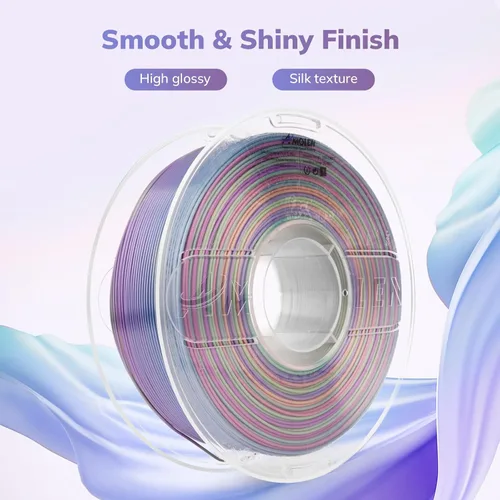 Vista 2 de AMOLEN Filamento PLA de Seda para Impresora 3D, Filamento PLA Kingfisher Rainbow Multicolor Brillante 1.75mm, Filamento de Impresión 3D PLA