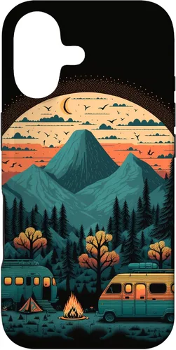 Vista 32 de Funda para iPhone 11 Pro Max Sunset Mountains & Trees para campistas