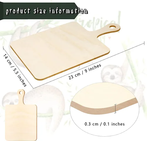 Vista 2 de Yalikop 6 piezas de mini tabla de cortar de madera para manualidades con asa, tabla de cortar de paleta sin terminar, pequeña cocina para servir