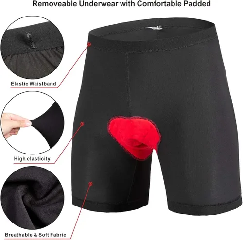 Vista 4 de Pantalones cortos de ciclismo de montaña para hombre, acolchados en 3D, pantalones cortos de ciclismo MTB ligeros y holgados