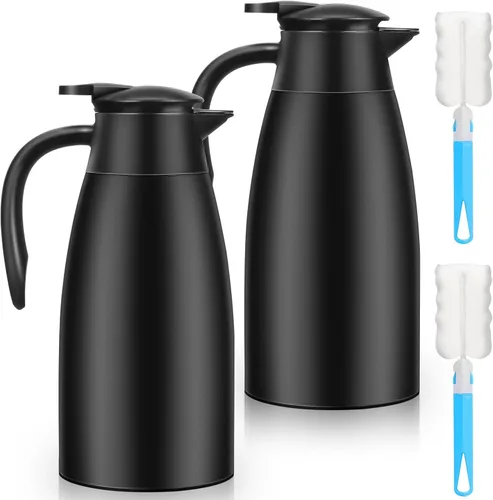Vista 11 de 1 unidad de Jarra de café térmica de 68 OZ, Jarra de café aislada de acero inoxidable de doble pared con vacío térmico y cepillos, Termo
