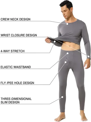 Vista 2 de ViCherub Thermal Underwear for Men Fleece Lined Long Johns Thermals Top and Bottom Set Base Layer for Cold Weather