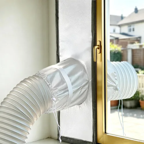 Vista 11 de Kit de ventana de aire acondicionado portátil resistente de 40 pulgadas, protector térmico de papel de aluminio reflectante, 100% opaco e
