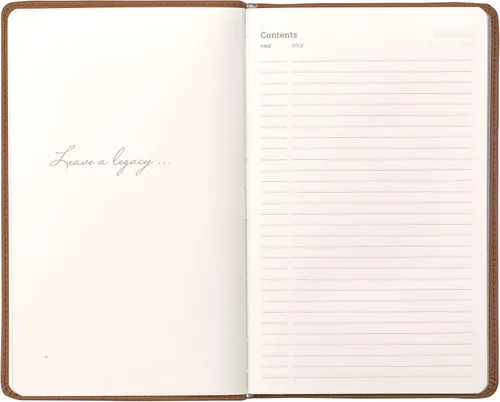 Vista 4 de Cuaderno clásico de cuero, tapa blanda, rayas estrechas, tabla de contenido y páginas numeradas