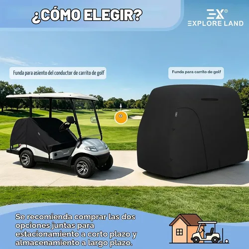 Vista 8 de Explore Land Funda impermeable para carrito de golf universal, compatible con la mayoría de marcas, para 2/4/6 pasajeros