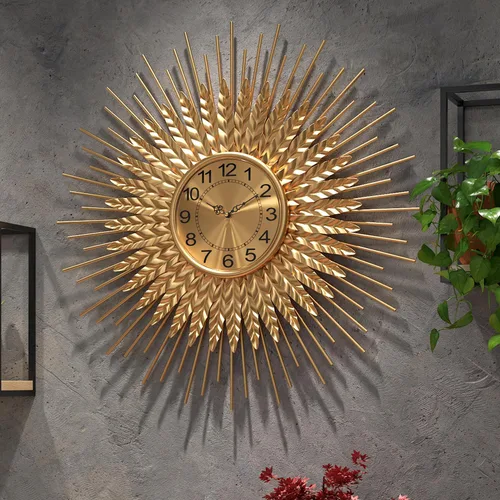Vista 11 de Reloj de pared grande moderno decorativo de metal, relojes de pared de estilo de mediados de siglo, reloj grande dorado silencioso sin tictac, arte