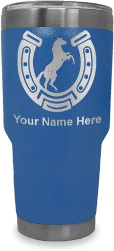 Vista 20 de LaserGram Vaso personalizado de 20 onzas, herradura con caballo (negro)