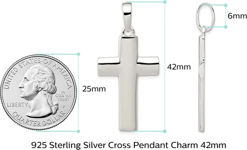 Vista 4 de Colgante de cruz de plata de ley 925 maciza 1.654 in x 0.787 in Regalos de joyería para mujeres, esposa, mamá, regalos para hombres, marido
