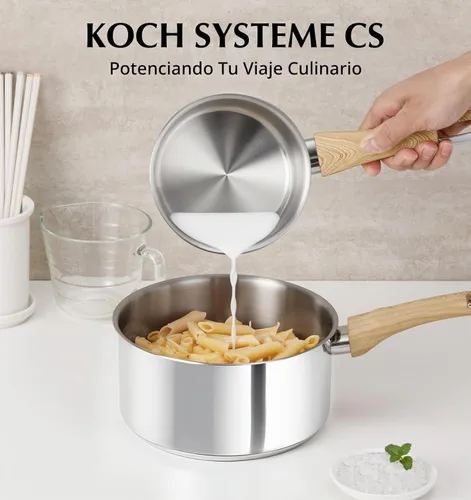 Vista 7 de KOCH SYSTEME CS Juego de cacerolas de acero inoxidable, 6 macetas de acero inoxidable 18/10 con tapas, 1 cuarto de galón, 2 cuartos de galón, 3