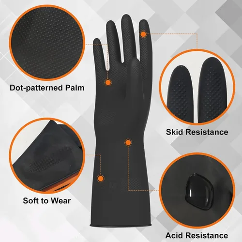 Vista 3 de Beieverluck 10 pares de guantes resistentes a productos químicos guantes grandes de goma para limpieza guantes de trabajo pesado para lavar platos