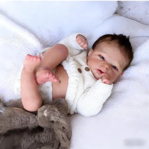 Vista 12 de RXDOLL Lindas Muñecas Bebé Reborn de Silicona de Cuerpo Completo para Niña de 18 pulgadas Bebé Recién Nacida Realista Niña Bebés de Silicona de Vida
