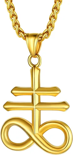Vista 13 de PROSTEEL Inverted Cross/Leviathan Cross Pendant Necklace for Men Women Negro