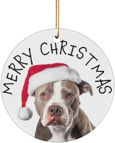 Vista 5 de Pitbull Adorno de Navidad, adorno de árbol de Navidad para amantes de Pitbull