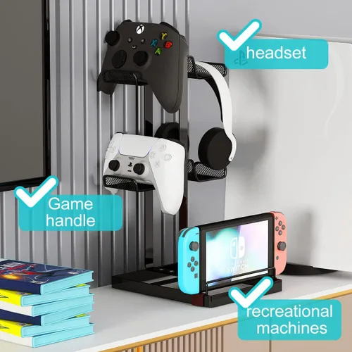 Vista 3 de Soporte para controlador, soporte para controlador de juegos, organizador de almacenamiento, controlador de juego ajustable, colgador de auriculares