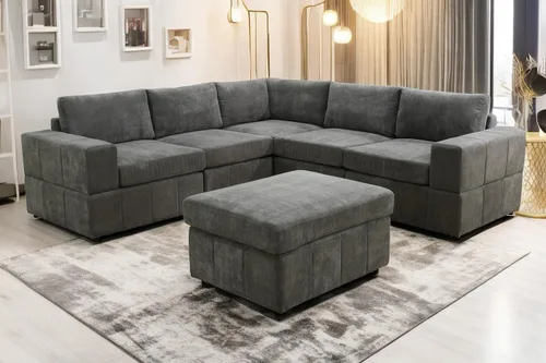 Vista 12 de A Ainehome Sofá seccional, juego de sofá de 4 asientos para sala de estar, sofá en forma de L, juegos de muebles seccionales para sala de estar