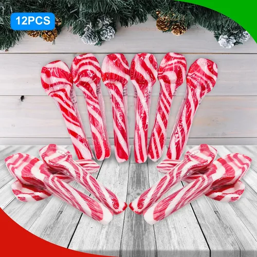 Vista 3 de Sprinkle Me This Cucharas de menta Paquete de 12 unidades Cucharas de caramelo temáticas navideñas Sabor tradicional de menta