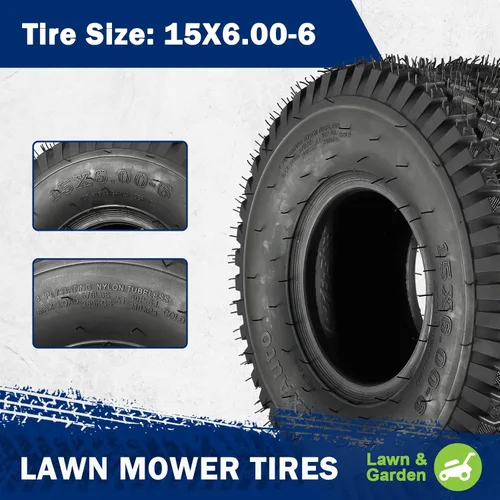 Vista 4 de MaxAuto FOX V1 - Neumáticos para cortacésped de 15 x 6.00-6 nhs, neumáticos de tractor de césped de 15 x 6.00 x 6, neumático de carrito de golf