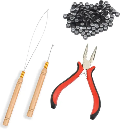 Vista 8 de Juego de herramientas de extensiones de cabello de micro eslabones de 3 piezas para micro anillos nano Mini alicates para el pelo con diseño de 3