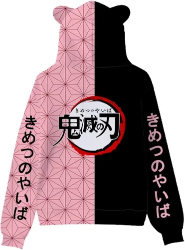 Vista 2 de Sudadera con capucha de anime con orejas de gato linda y novedosa sudadera con capucha impresa en 3D sudadera deportiva para adultos mujeres