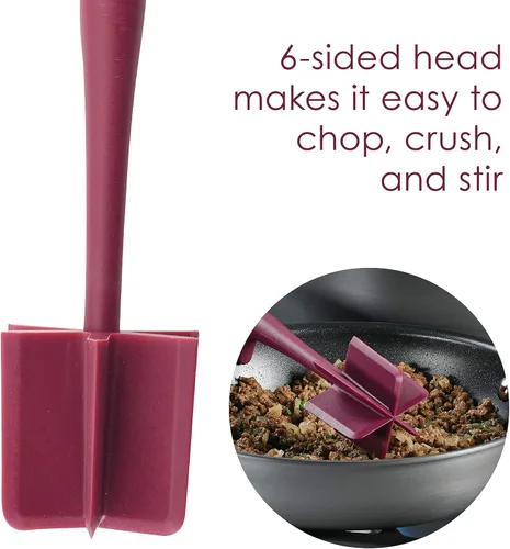Vista 6 de Rachael Ray Herramientas y gadgets Lazy Crush & Chop, Flexi Turner y Scraping Spoon Set / Utensilios de cocina - 3 piezas, rojo burdeos