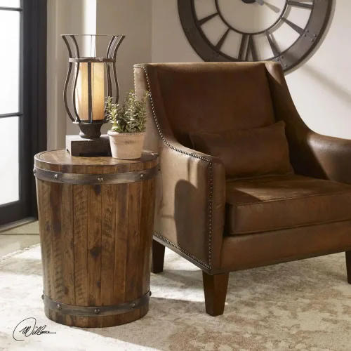 Vista 6 de Uttermost Ceilán - Mesa decorativa de barril de vino de 24 pulgadas
