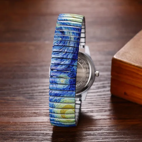 Vista 3 de Avaner Relojes de pulsera elásticos para mujer: correa elástica impresa con gran número, analógico, cuarzo, fácil de leer, pulsera de pulsera