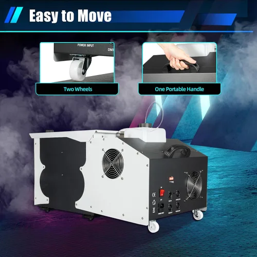 Vista 6 de Máquina de niebla de humo bajo de 3000 W, nebulizador de escenario, máquina de humo de piso para escenario de club, boda, teatro, negro, crea una