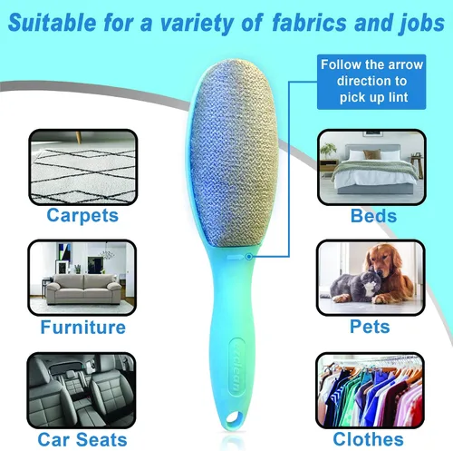 Vista 6 de ezclean - Paquete de 2 cepillos de pelusa para ropa, sofá, muebles, reutilizable y cepillo removedor de pelo de mascotas de doble cara, limpiador