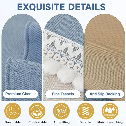 Vista 3 de VClife Funda para Brazo de Sofá Antideslizante Azul Fundas para Reposabrazos para Reclinable, Sillón, Sofá de Dos Plazas y Sofá 1 Pieza Funda Suave
