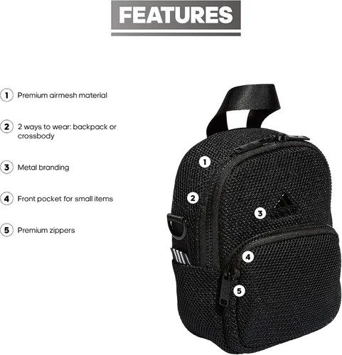 Vista 2 de adidas Mini mochila Airmesh para mujer, Negro -, Mini mochila Airmesh