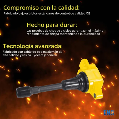 Vista 8 de ENA Juego de 4 bobinas de encendido amarillas 2007 2008 2009 2010 2011 2012 compatibles con Nissan Altima Versa Sentra Cube Rogue Frontier