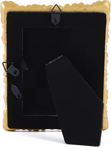Vista 8 de Marcos de fotos de tamaño cartera dorada vintage de 2.5 x 3.5 pulgadas, marcos de fotos ornamentados antiguos con estilo bohemio para colgar