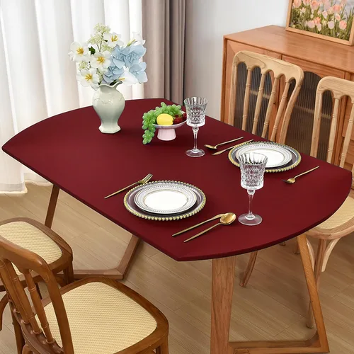 Vista 16 de Mantel redondo de elastano ajustable de 48 pulgadas, mantel plegable elástico de picnic, mantel elástico para mesa de patio, manteles lavables